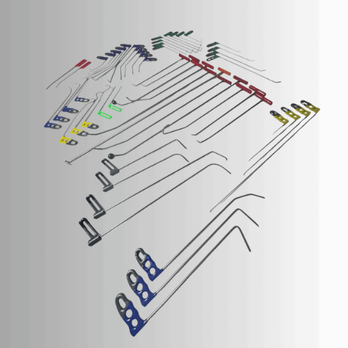 55-Piece Premium PDR Rod Set – Handmade, 360° Rotating Handles, 45+ HRC - PDR Equipment International