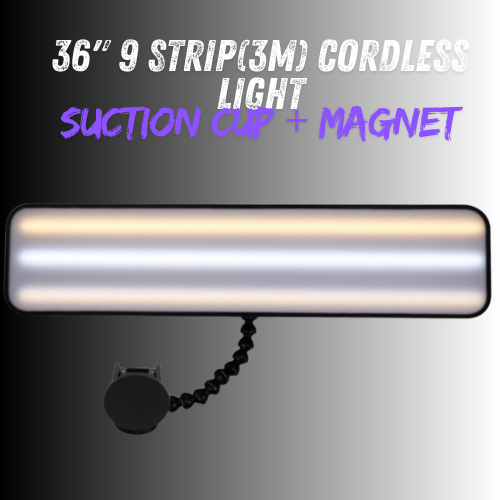 36' 9 Strip Light Weight Carbon Fibre LED Light One Touch Suction Cup + Magnet