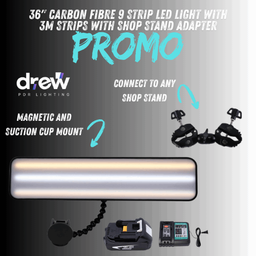 Weekend Promo - 36" 3M 9 Strip PDR Light with Magentic & Suction Cup Mounts + Shop Light Adapter